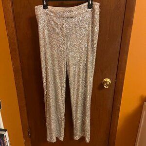 LOFT Sparkly Sequin Pants 8 Champagne